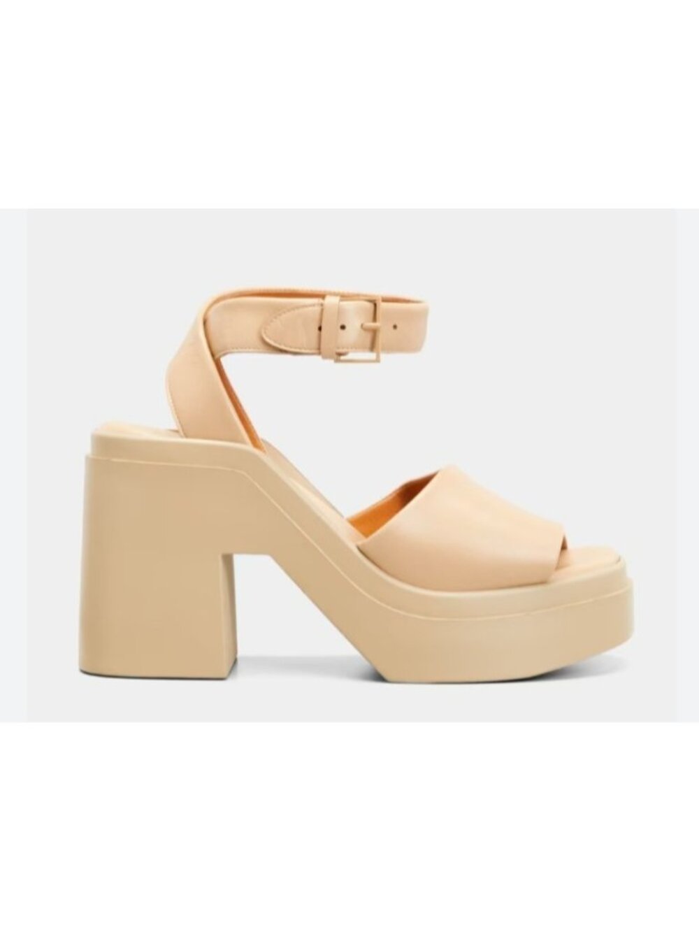CLERGERIE Paris Beige Leather Platform Block Heel Sandals EU 39/ 9 US
